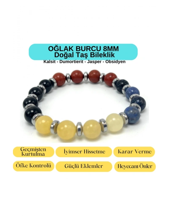 Sertifikalı Oğlak Burcu 8mm Doğal Taş Bileklik