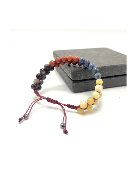 SERTİFİKALI Oğlak Burcu Doğal Taş Çift Sıra Makrome Bileklik