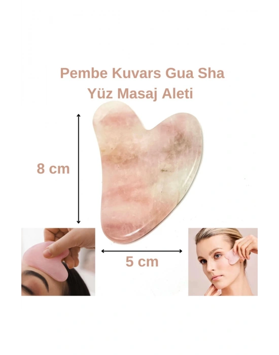 Sertifikalı Pembe Kuvars 1. Sınıf Kalite Gua Sha Doğal Taş Masaj Aleti