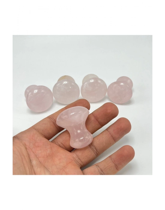 Sertifikalı Pembe Kuvars 1. Sınıf Kalite Mantar Gua Sha Doğal Taş Yüz Masaj Aleti