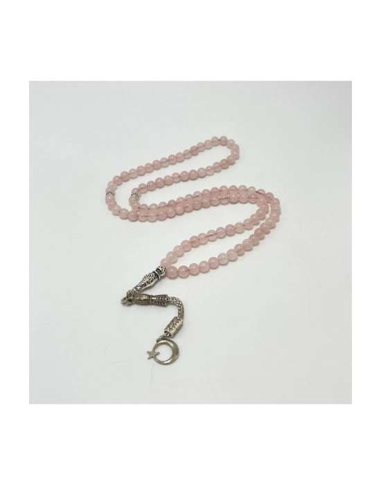 Sertifikalı Pembe Kuvars 6mm 99luk Doğal Taş Tesbih