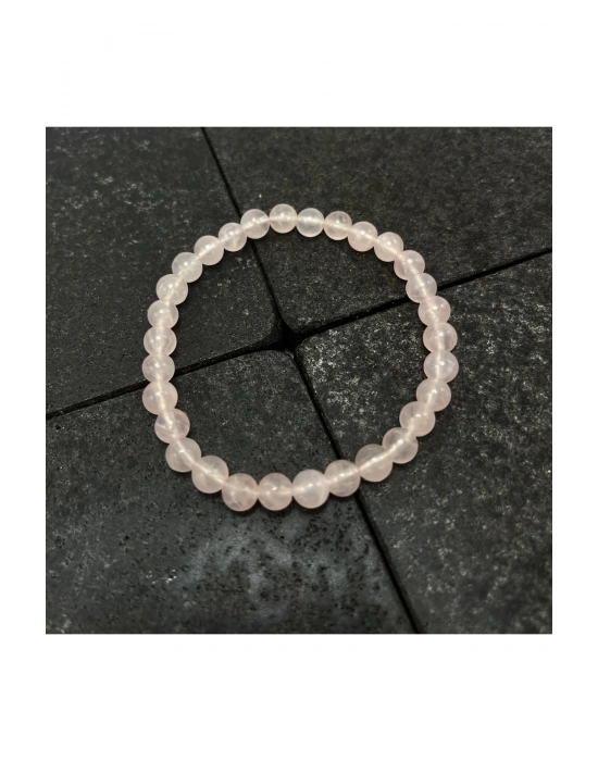 SERTİFİKALI Pembe Kuvars 6mm Doğal Taş Bileklik