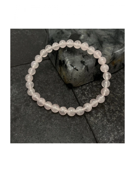 SERTİFİKALI Pembe Kuvars 6mm Doğal Taş Bileklik