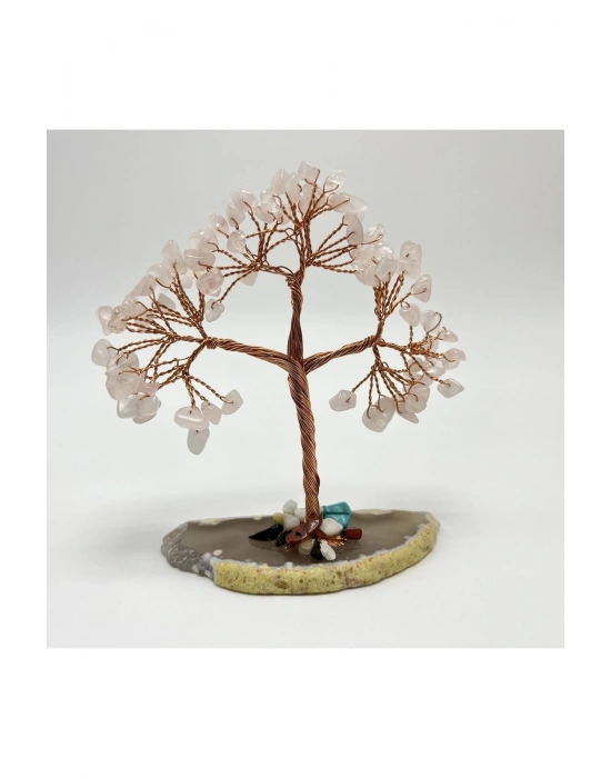 Sertifikalı Pembe Kuvars - Akik Doğal Taş Ağaç