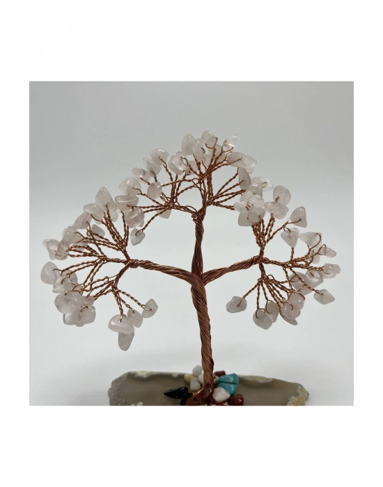 Sertifikalı Pembe Kuvars - Akik Doğal Taş Ağaç