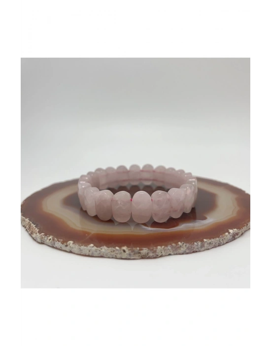 Sertifikalı Pembe Kuvars Doğal Taş Roleks Bileklik