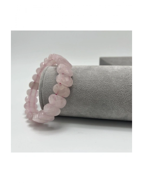 Sertifikalı Pembe Kuvars Doğal Taş Roleks Bileklik