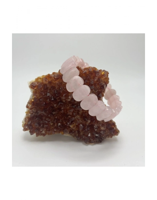 Sertifikalı Pembe Kuvars Doğal Taş Roleks Bileklik