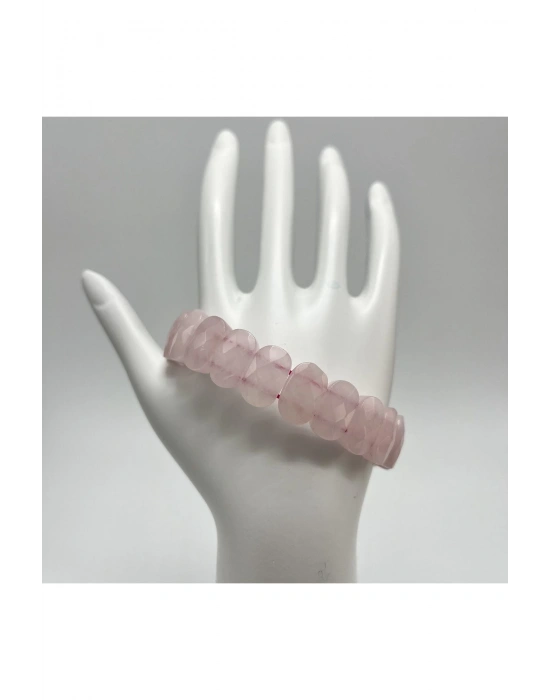 Sertifikalı Pembe Kuvars Doğal Taş Roleks Bileklik