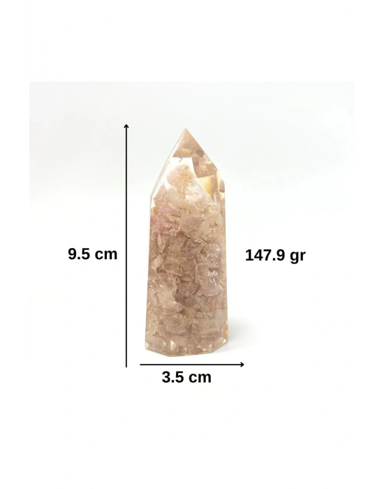 Sertifikalı Pembe Kuvars Organit Piramit Doğal Taş