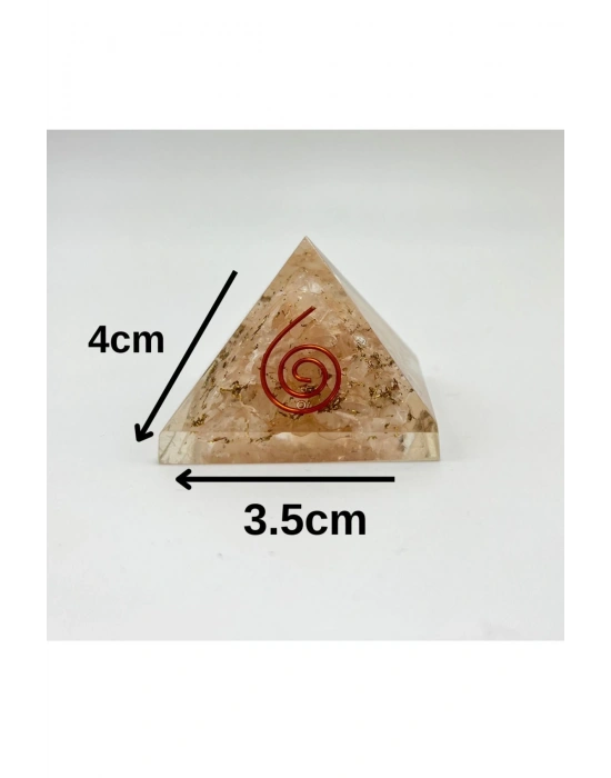Sertifikalı Pembe Kuvars Orgonit Piramit 4x3.5 cm 35 GR
