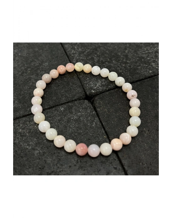 SERTİFİKALI Pembe Opal 6mm Doğal Taş Bileklik