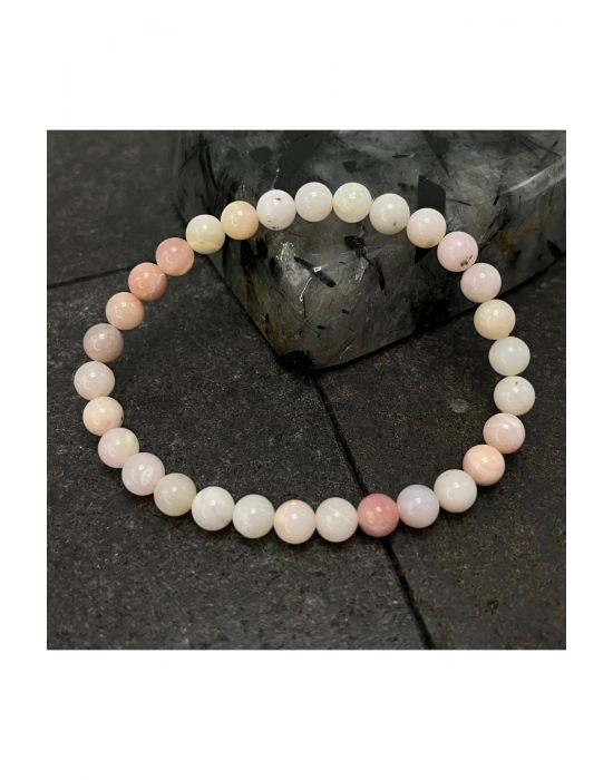SERTİFİKALI Pembe Opal 6mm Doğal Taş Bileklik