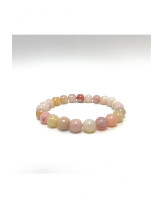 Sertifikalı Pembe Opal 8mm Elastik Misinalı Doğal Taş Bileklik