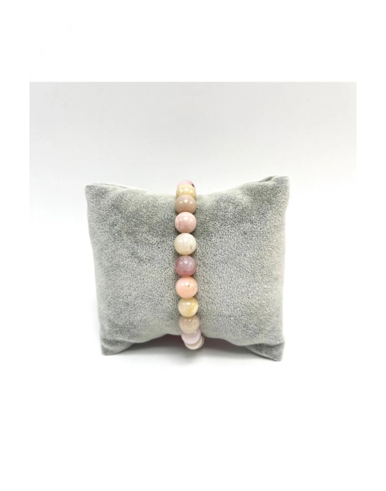 Sertifikalı Pembe Opal 8mm Elastik Misinalı Doğal Taş Bileklik