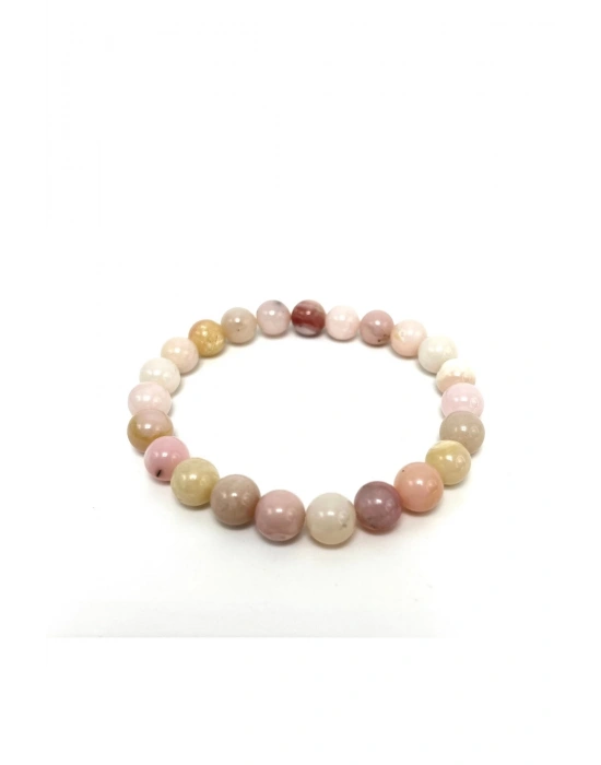 Sertifikalı Pembe Opal 8mm Elastik Misinalı Doğal Taş Bileklik