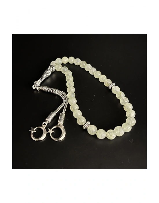 Sertifikalı Prehnit 8mm 33lük Doğal Taş Tesbih