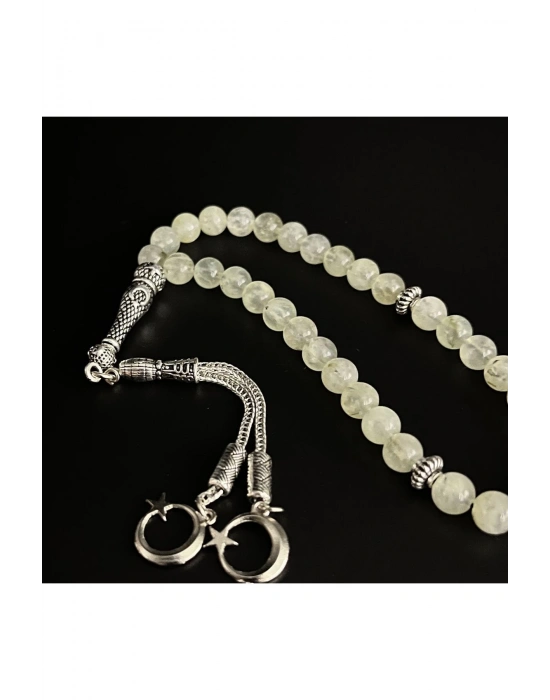 Sertifikalı Prehnit 8mm 33lük Doğal Taş Tesbih