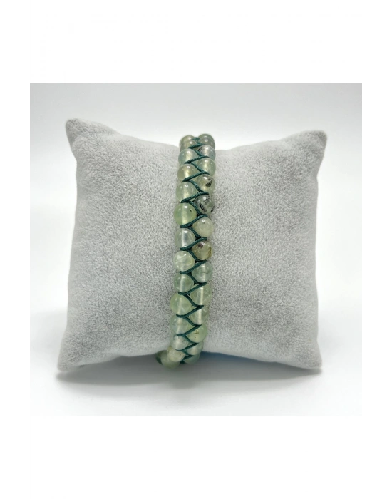 SERTİFİKALI Prehnit Çift Sıra Doğal Taş Makrome Bileklik Ayarlanabilir Ölçü