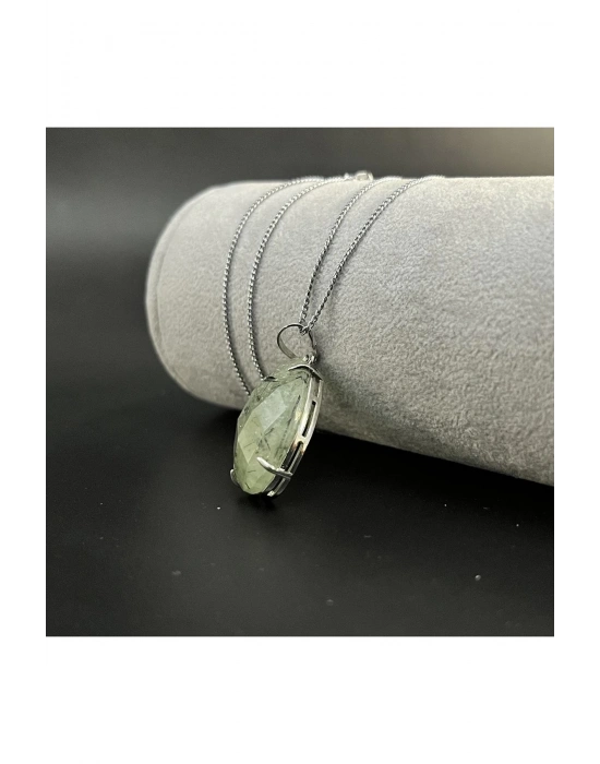 Sertifikalı Prehnit Doğal Taş Kolye (Kararmama Garantili)