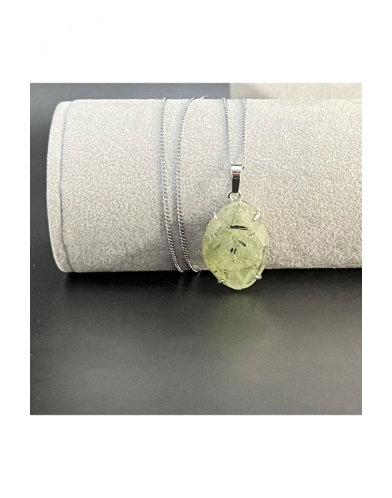 Sertifikalı Prehnit Doğal Taş Kolye (Kararmama Garantili)