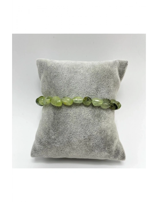 SERTİFİKALI Prehnit Natural Kesim Makrome Doğal Taş Bileklik
