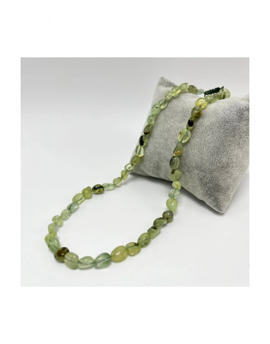 SERTİFİKALI Prehnit Natural Kesim Makrome Doğal Taş Kolye