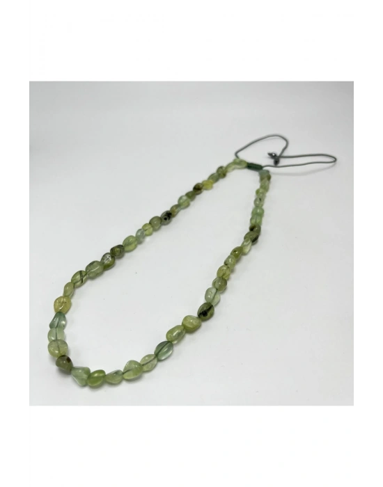 SERTİFİKALI Prehnit Natural Kesim Makrome Doğal Taş Kolye