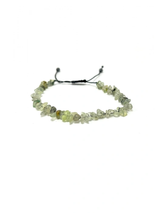 SERTİFİKALI Prehnit Saçaklı Model Doğal Taş Makrome Bileklik Ayarlanabilir Ölçü