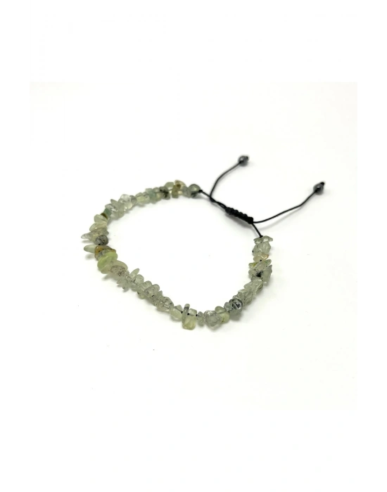 SERTİFİKALI Prehnit Saçaklı Model Doğal Taş Makrome Bileklik Ayarlanabilir Ölçü