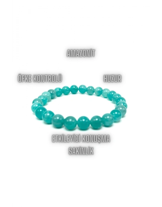 Sertifikalı Premium Kalite Amazonit 8mm Elastik Misinalı Doğal Taş Bileklik