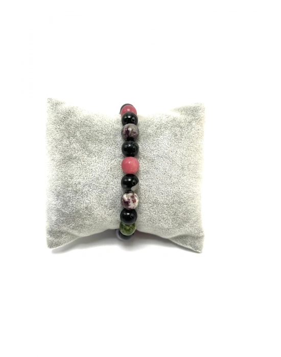 Sertifikalı Renkli Turmalin 8mm Elastik Misinalı Doğal Taş Bileklik