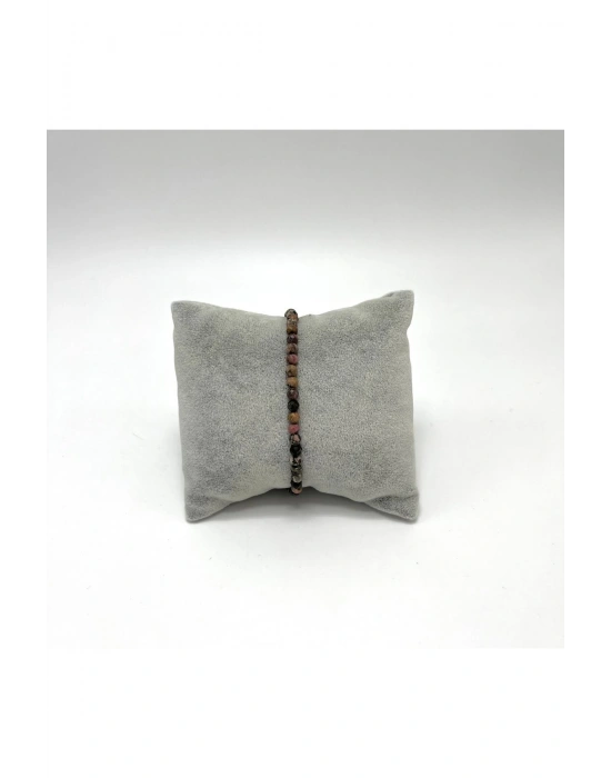 SERTİFİKALI Rodanit  4mm 925 Ayar Gümüş Doğal Taş Bileklik Uzatma Zincirli