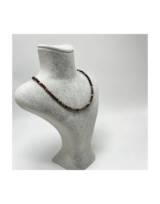 SERTİFİKALI Rodanit  4mm 925 Ayar Gümüş Doğal Taş Kolye Uzatma Zincirli