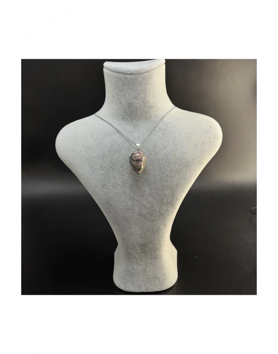 Sertifikalı Rodanit Damla Model Doğal Taş Kolye (KARARMAMA GARANTİLİ)