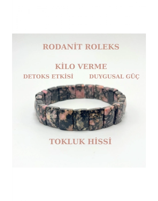 Sertifikalı Rodanit Doğal Taş Roleks Bileklik