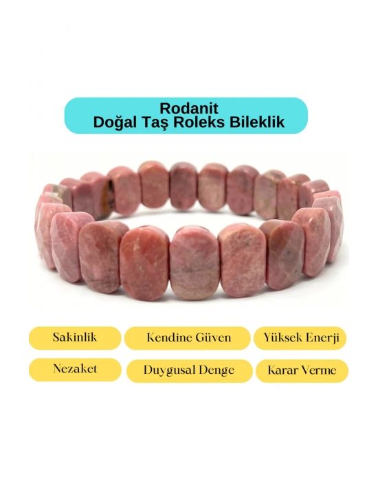 Sertifikalı Rodanit Doğal Taş Roleks Bileklik