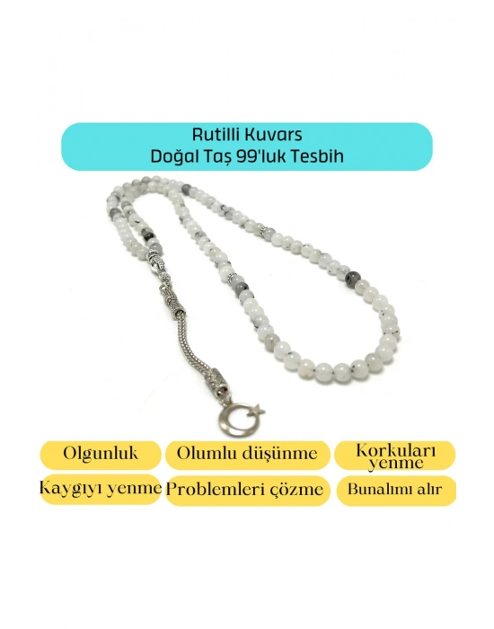 Sertifikalı Rutilli Kuvars 6mm 99luk Doğal Taş Tesbih
