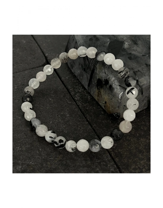 SERTİFİKALI Rutilli Kuvars 6mm Doğal Taş Bileklik