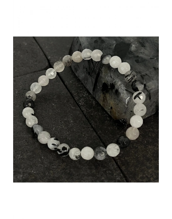 SERTİFİKALI Rutilli Kuvars 6mm Doğal Taş Bileklik