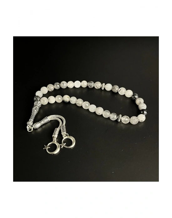 Sertifikalı Rutilli Kuvars 8mm 33lük Doğal Taş Tesbih