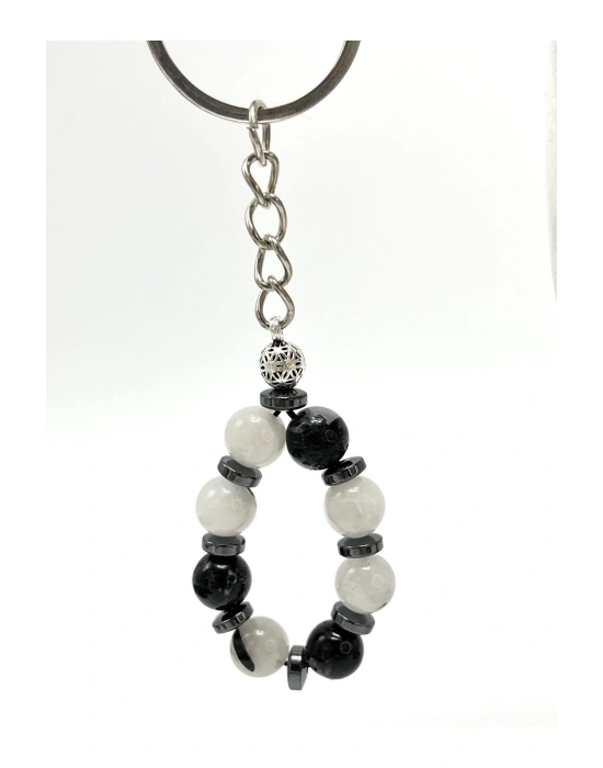 SERTİFİKALI Rutilli Kuvars Doğal Taş Anahtarlık 8mm