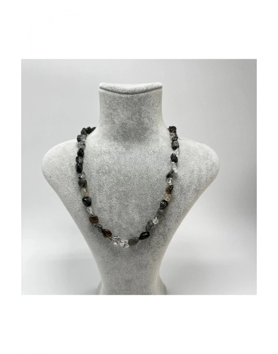 SERTİFİKALI Rutilli Kuvars Natural Kesim Makrome Doğal Taş Kolye