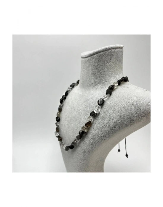 SERTİFİKALI Rutilli Kuvars Natural Kesim Makrome Doğal Taş Kolye