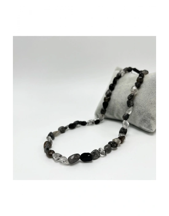 SERTİFİKALI Rutilli Kuvars Natural Kesim Makrome Doğal Taş Kolye