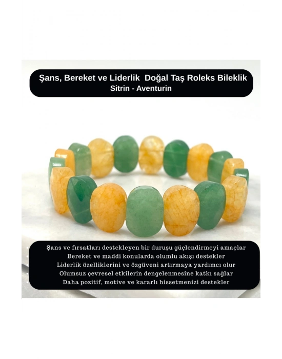SERTİFİKALI Şans & Bereket & Liderlik Doğal Taş Roleks Bileklik