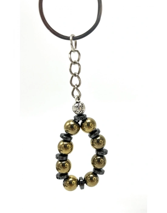 SERTİFİKALI Sarı Hematit Doğal Taş Anahtarlık 8mm