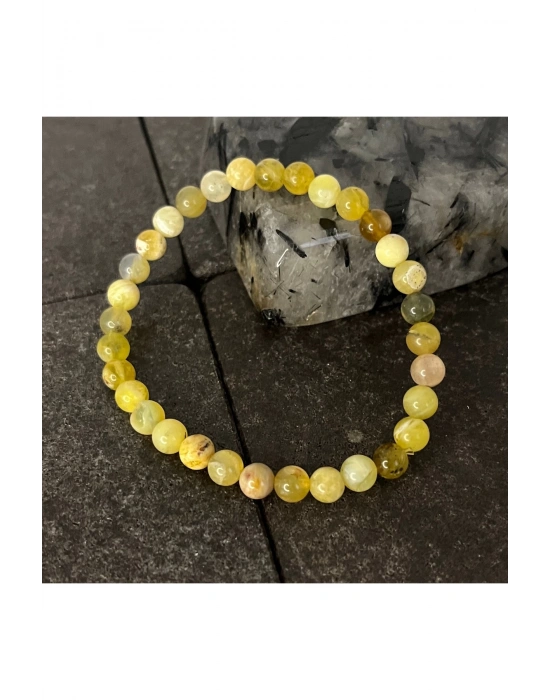 SERTİFİKALI Sarı Opal 6mm Doğal Taş Bileklik
