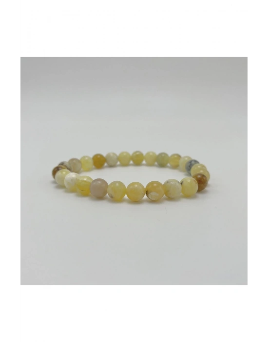 Sertifikalı Sarı Opal 8mm Elastik Misinalı Doğal Taş Bileklik