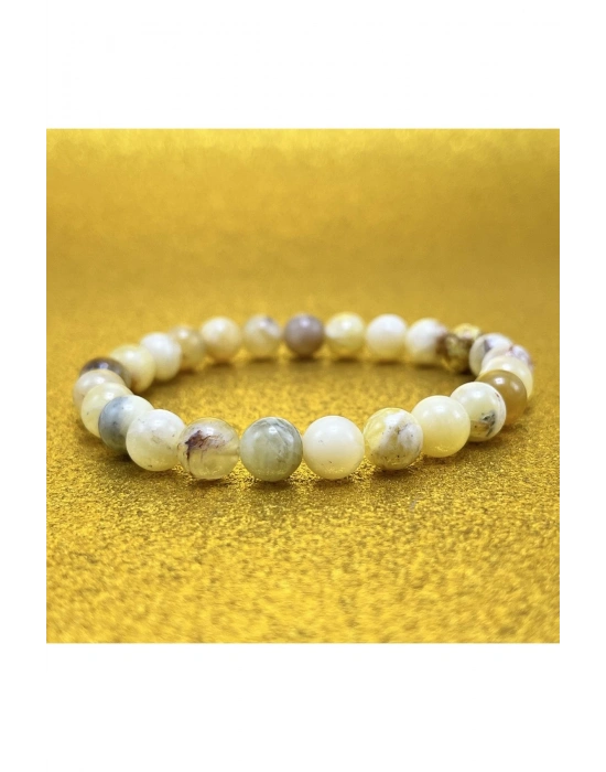 Sertifikalı Sarı Opal 8mm Elastik Misinalı Doğal Taş Bileklik